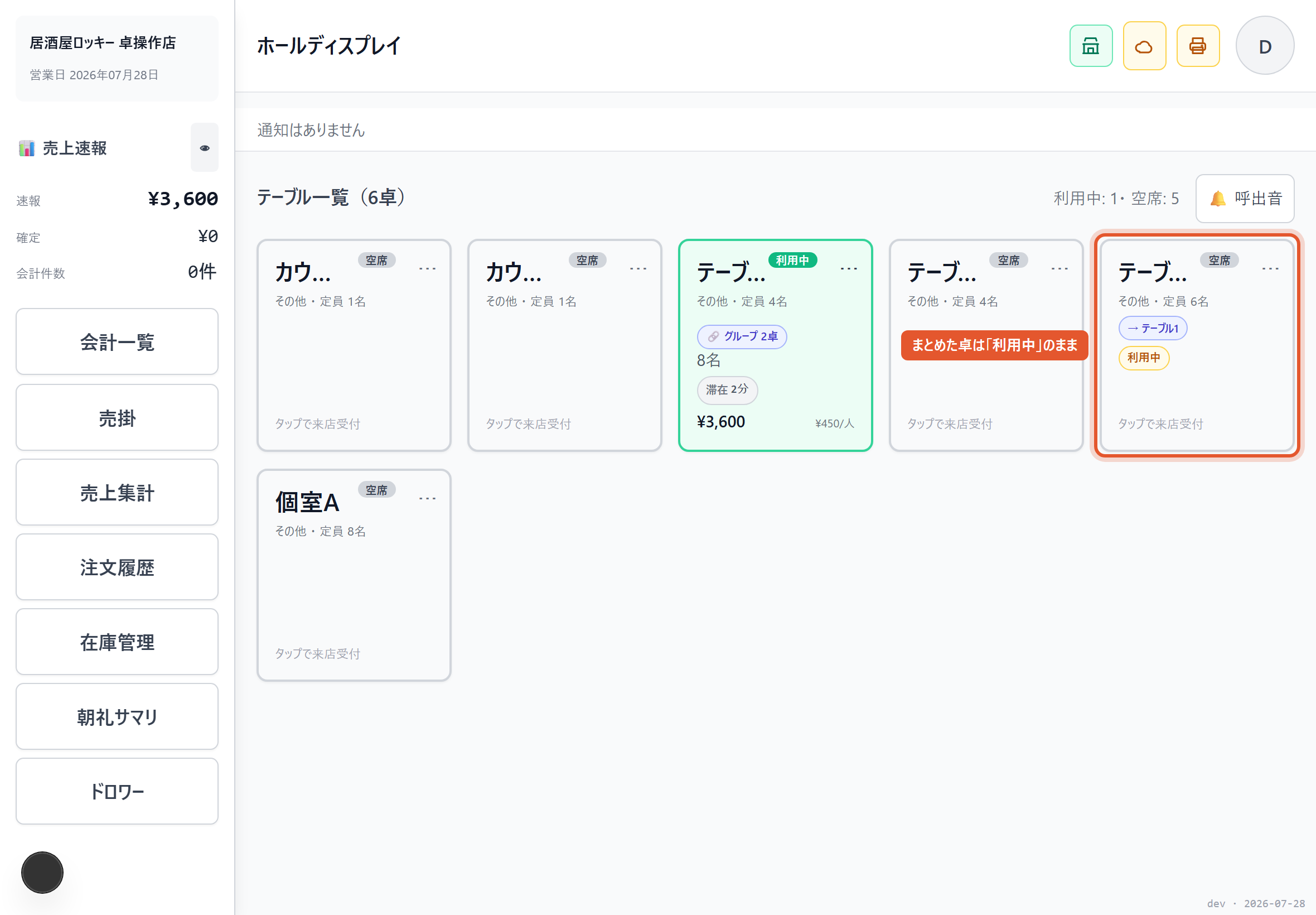 まとまった状態